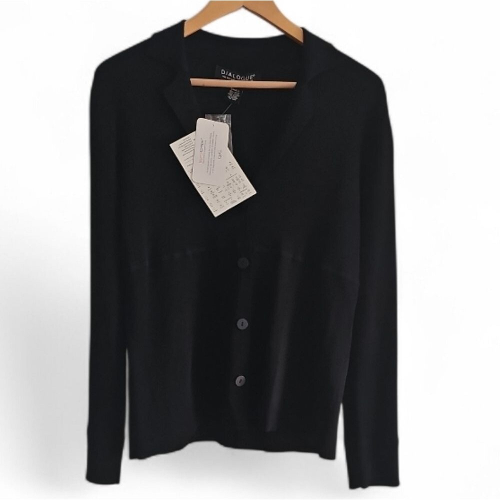 Dialogue Euro Crepe Cardigan Blazer Women’s Small Black NWT Travel Workwear